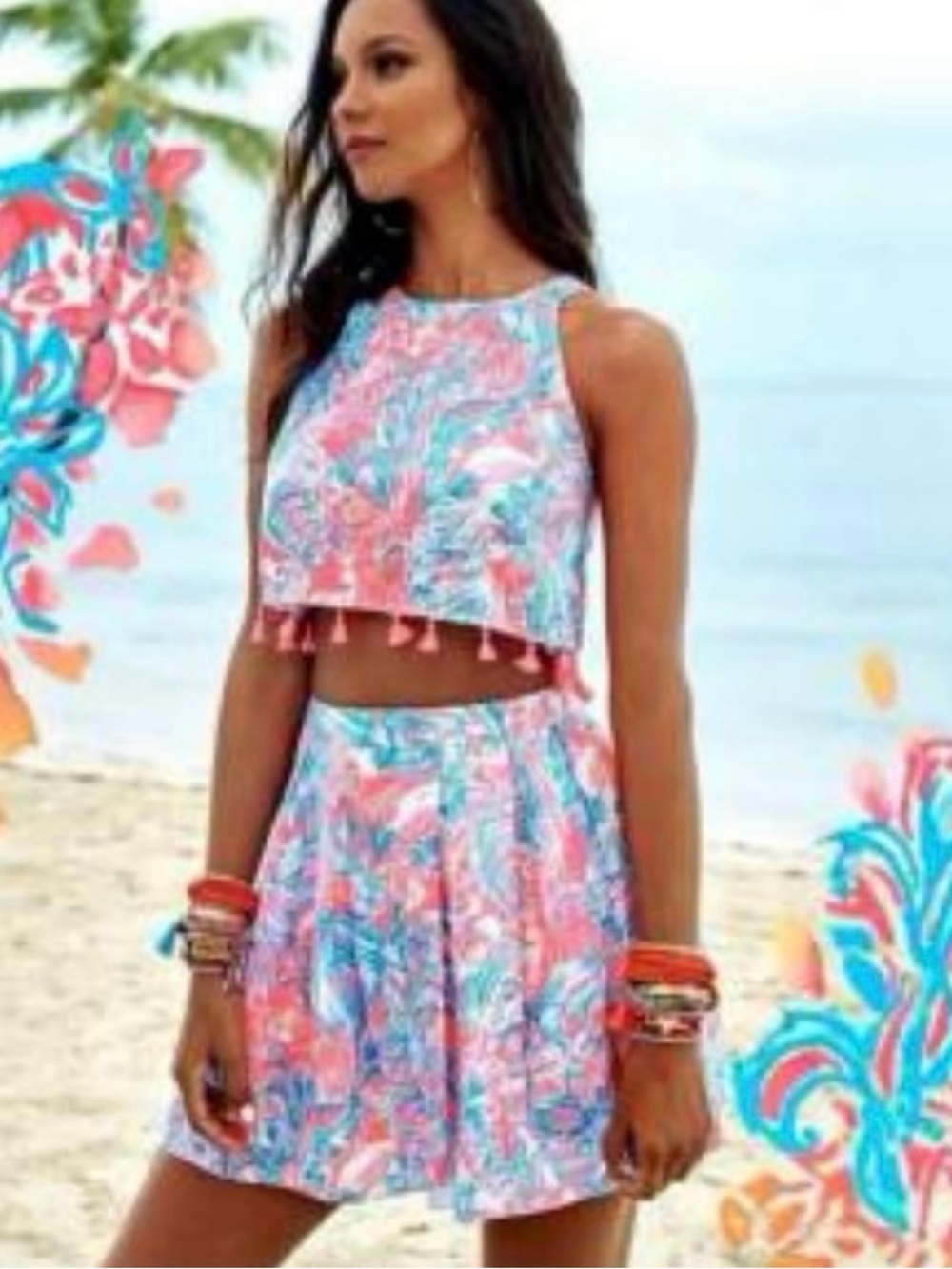 Lilly Pulitzer Tropical Crop Top and Skort Set